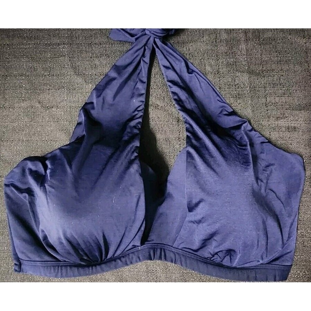 Athleta Bathing Suit Top Women 38D/DD Halter Tie‎ Navy Blue Adjustable Back NWOT